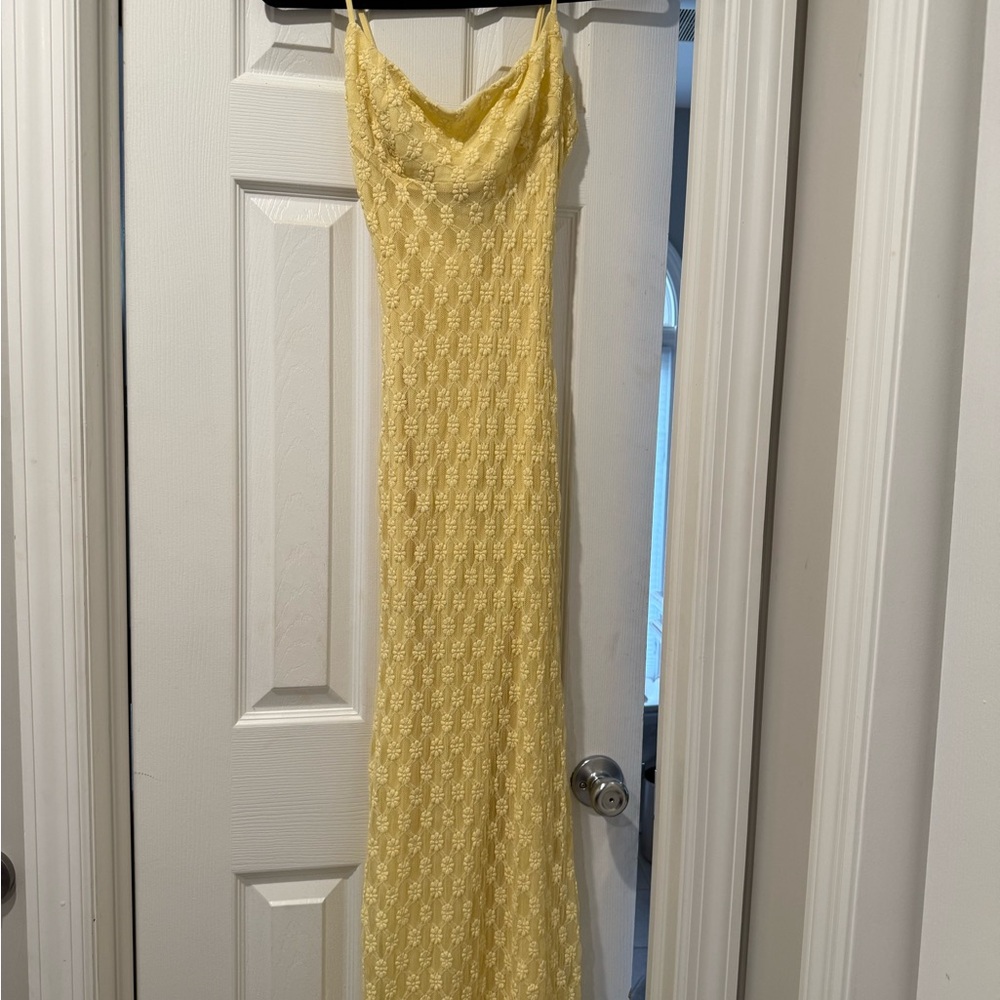 Bardot Yellow Lace Maxi Dress